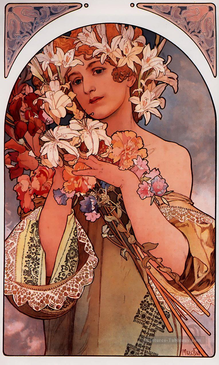 Fleur 1897 litho Art Nouveau tchèque Alphonse Mucha Peintures à l'huile